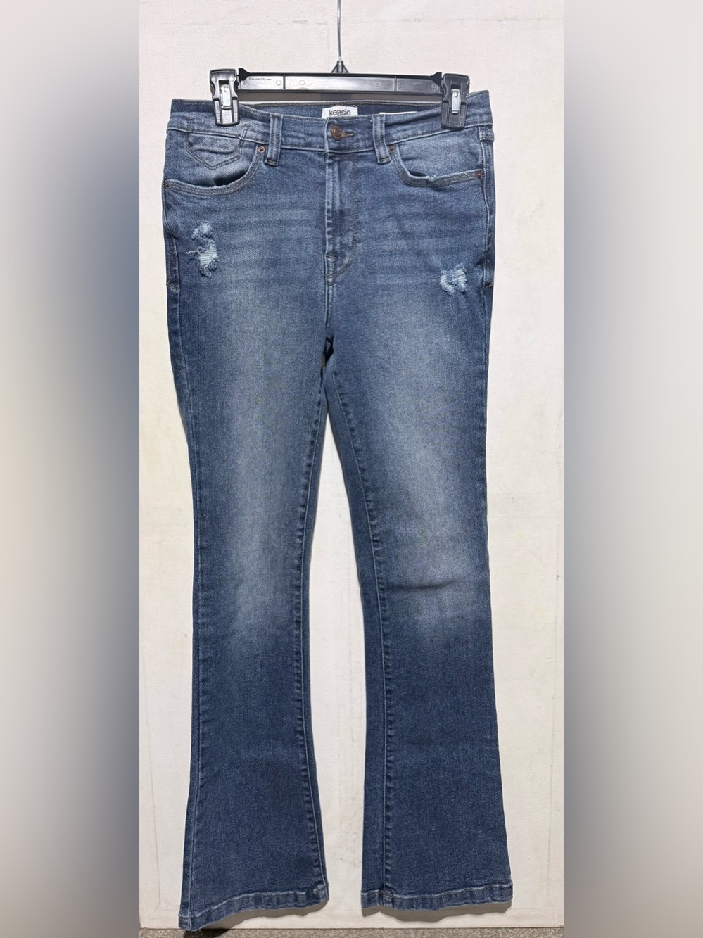 Kensie Women's Vintage Luxe High-Rise Bootcut Jeans with Light Distress